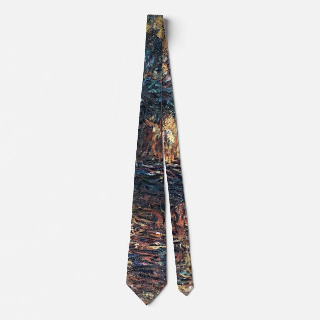 Japanische Brücke von Claude Monet, Vintage Kunst Krawatte (Vorderseite)