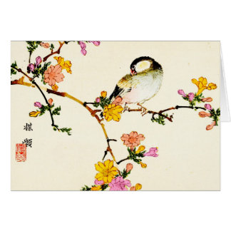 Japanische bunte Blumen u. Vogel