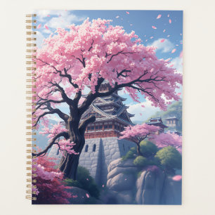 Japanische Burg im Kirschblütenfrühling – Elegant Planer
