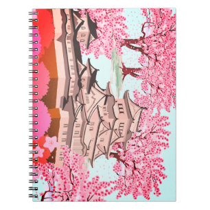 Japanische Burg Sakura Burg Cherry Blossom Notizblock