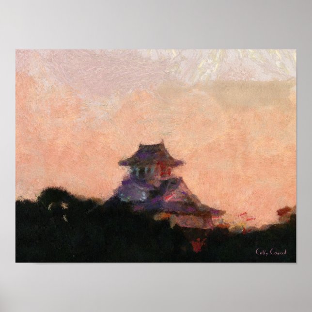 Japanische Burg Sunrise Poster (Vorne)