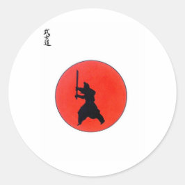 Japanische Bushido-Art des Kriegers Runder Aufkleber