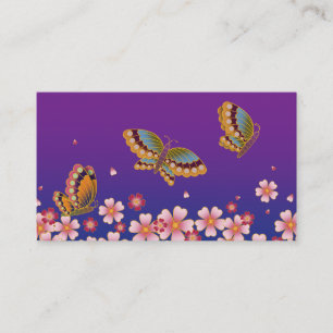 Japanische Butterfresser und Sakura Blüten Lila Visitenkarte