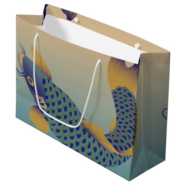 Japanische Carp-Muster Große Geschenktüte (Vorderseite Schrägansicht)