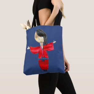 Japanische Cartoon-Puppe in roter Kimono-Originalk Tasche