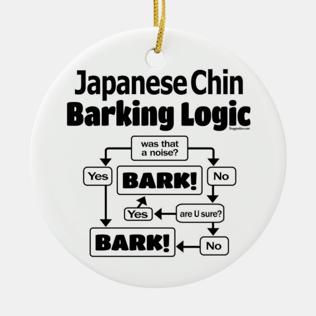 Japanische Chin Barking Logic Keramik Ornament (Vorne)