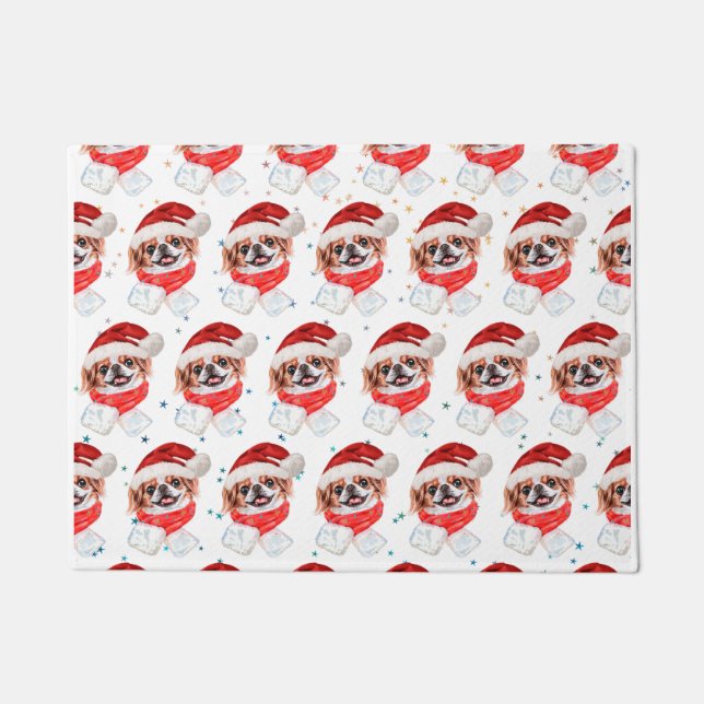Japanische Chin Dog Breed Weihnachtsstars Fußmatte (Vorderseite)
