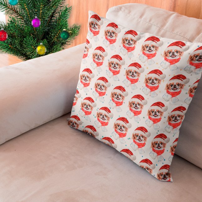 Japanische Chin Dog Breed Weihnachtsstars Kissen (Von Creator hochgeladen)