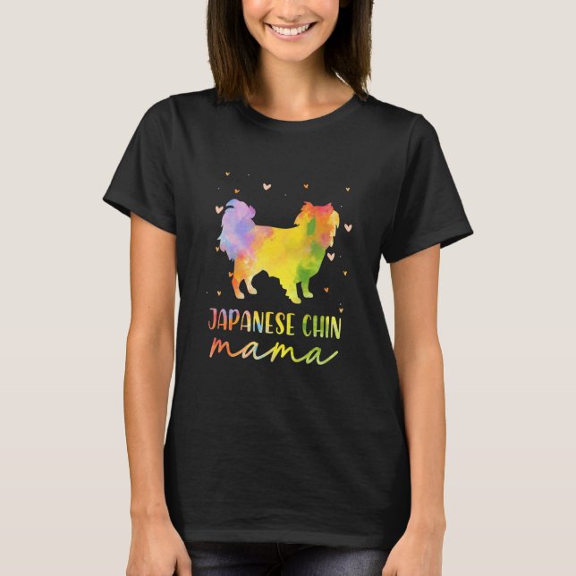 Japanische Chin Mama farbenfroh Japanisch T-Shirt (Vorderseite)