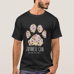 Japanische Chin Mama Floral Paw Mama T-Shirt