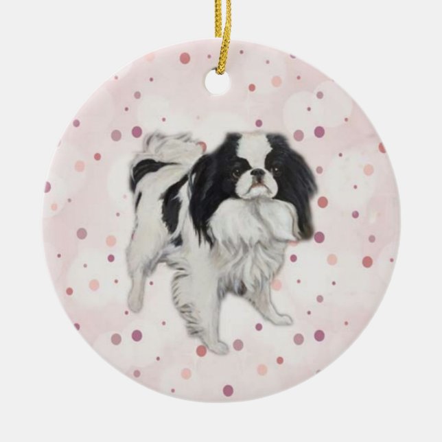 Japanische Chin Original Hunde Kunst-Ornament Keramik Ornament (Vorne)