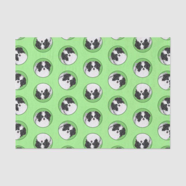 Japanische Chin Puppy-Malerei Originale Hundkunst Seidenpapier (Vorderseite)