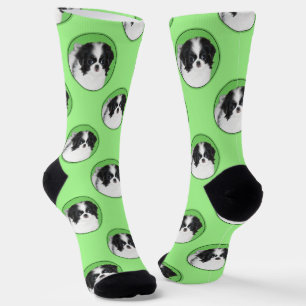 Japanische Chin Puppy-Malerei Originale Hundkunst Socken
