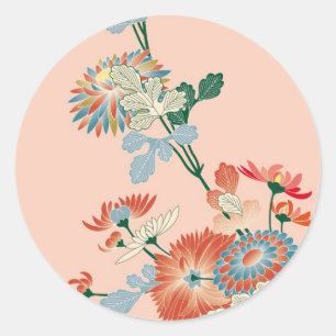 Japanische Chrysantheme Runder Aufkleber