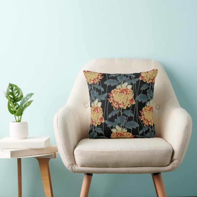 Japanische Chrysanthemum Wallpaper Asian Accent Kissen (Stuhl )