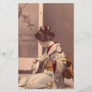 Japanische Dame Geisha Asian Vintage Art Briefpapier