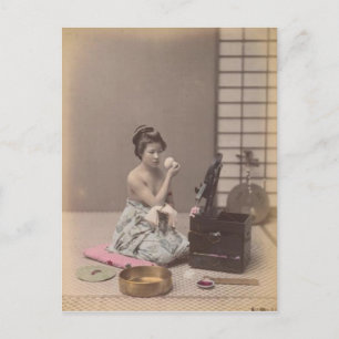 Japanische Dame Geisha Asiatische Vintage-Kunst Postkarte