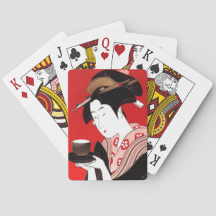 Japanische Dame Tee Servierzeremonie Kunst Druck Spielkarten