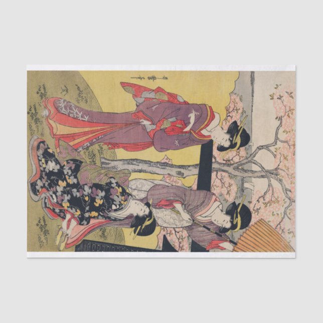 JAPANISCHE DAMEN MIT KIRSCHblüte Seidenpapier (Vorderseite)