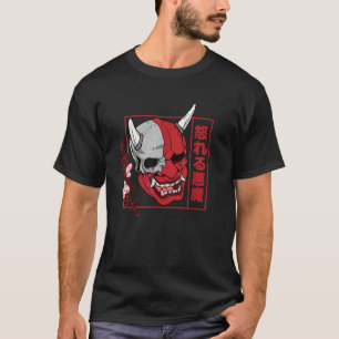 Japanische Dämonenkunst Gesicht Skull devil oni ha T-Shirt