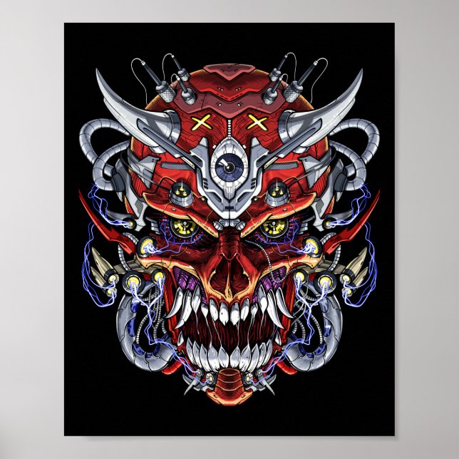 Japanische Demon-Skull-Maske Poster (Vorne)