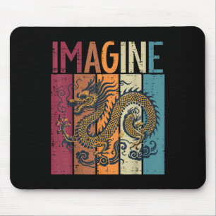 Japanische Drache Stellen Sie sich Retro Fantasy M Mousepad