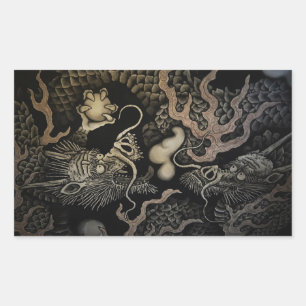 Japanische Drachen Rechteckiger Aufkleber