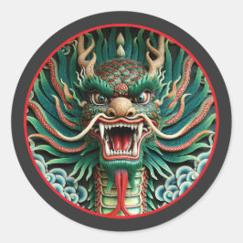 Japanische Drachen- und chinesisch-buddhistische T Runder Aufkleber