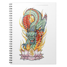 Japanische Drachen- und Lotus-Blume Notizblock