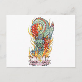 Japanische Drachen- und Lotus-Blume Postkarte