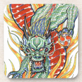 Japanische Drachen- und Lotus-Blume Untersetzer