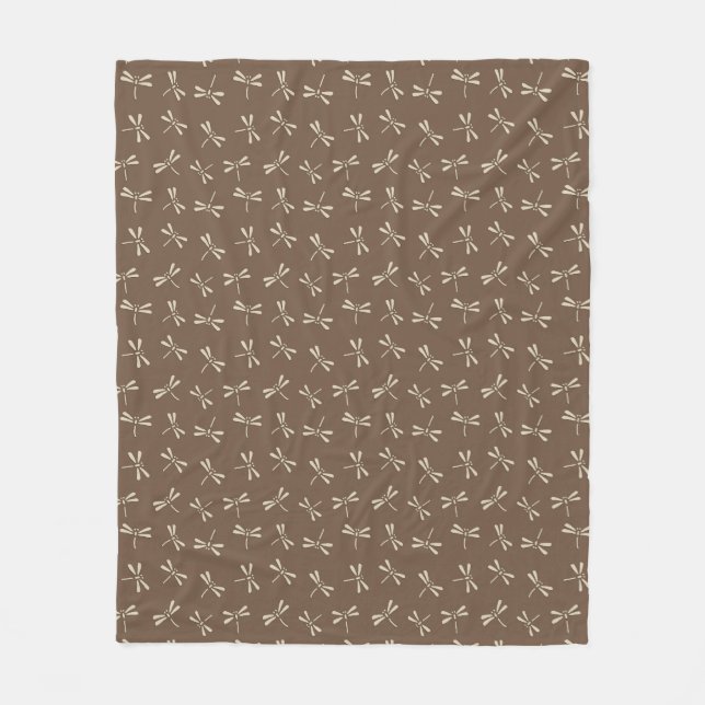 Japanische Drachenfliegermuster, Creme und Taupe T Fleecedecke (Vorderseite)