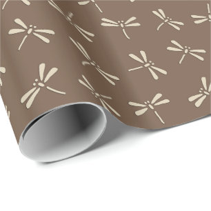 Japanische Drachenfliegermuster, Creme und Taupe T Geschenkpapier