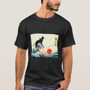 Japanische Drachenkatzenwelle Kunst Mythische Schw T-Shirt