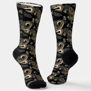 Japanische Drachenschwarz und Gold Socken
