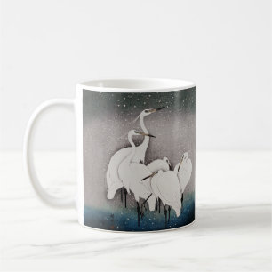 Japanische Egrets Cranes Bird Winter Snow Art Kaffeetasse