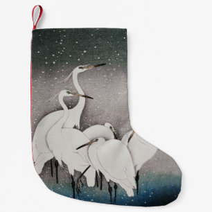 Japanische Egrets Cranes Bird Winter Snow Art Kleiner Weihnachtsstrumpf