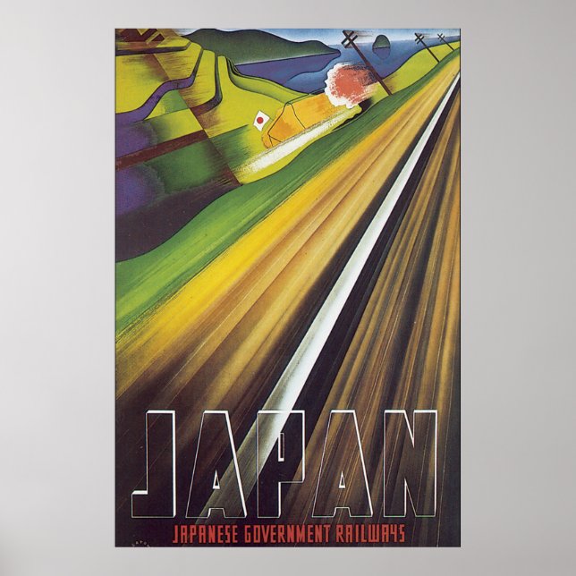 Japanische Eisenbahn Vintage Travel Poster (Vorne)