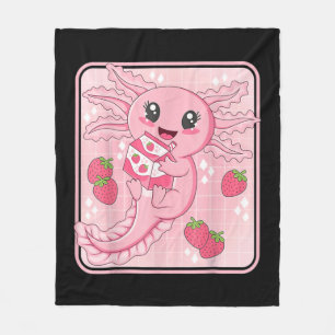 Japanische Erdbeermilch Anime Pink Kawaii Axolotl Fleecedecke