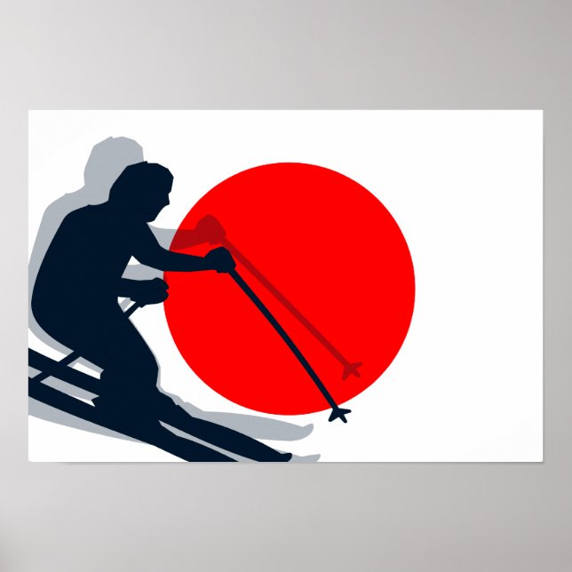 Japanische Fahne Ski Japan Wintersport Poster (Vorne)