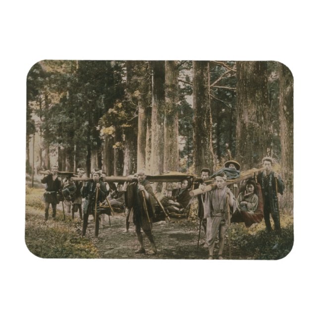 Japanische Familie, die in Wurfen befördert wird,  Magnet (Horizontal)