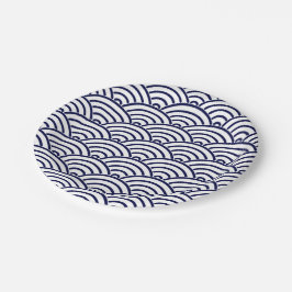 Japanische Fischskala Koinobori in Delft Blue Pappteller