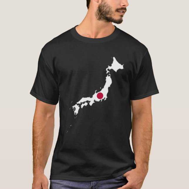 Japanische Flagge auf der Karte T-Shirt (Vorderseite)