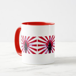 Japanische Flagge & aufgehende Sonne Samurai-Krieg Tasse