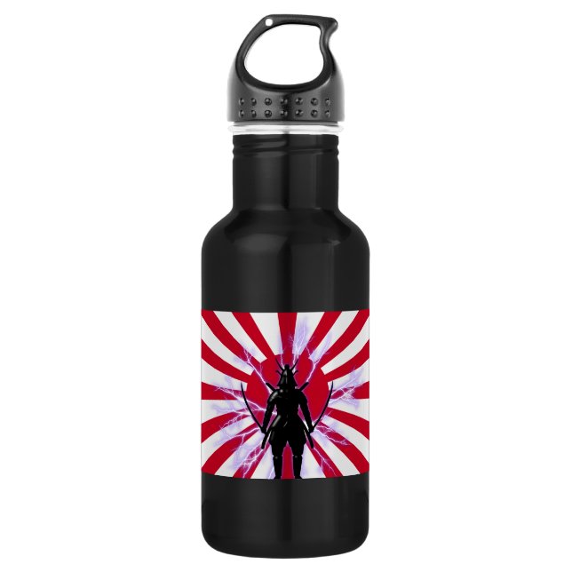 Japanische Flagge & Aufstieg Sun Samurai Warrior Edelstahlflasche (Vorderseite)