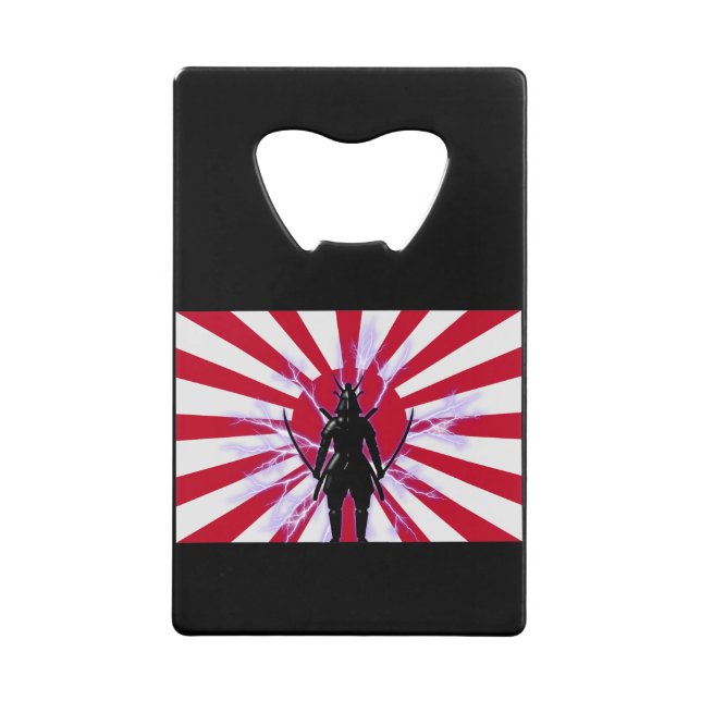 Japanische Flagge & Aufstieg Sun Samurai Warrior Geldbeutel Flaschenöffner (Vorderseite)