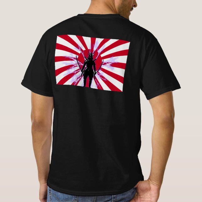 Japanische Flagge & Aufstieg Sun Samurai Warrior T-Shirt (Rückseite)