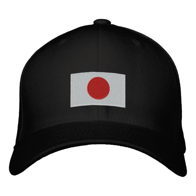 Japanische Flagge bestickte Flechtwolle Baseballkappe (Vorderseite)