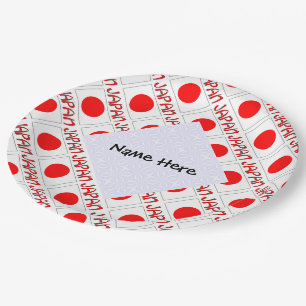 Japanische Flagge geteerte schwarze Personalisieru Pappteller