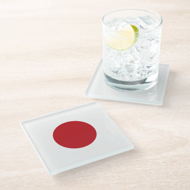 Japanische Flagge Glasuntersetzer (Schrägansicht)